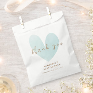 Mint Green Simple Heart Baby Shower Thank You Favour Bag