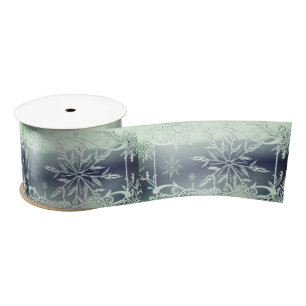 Mint green snowflake ribbon satin ribbon