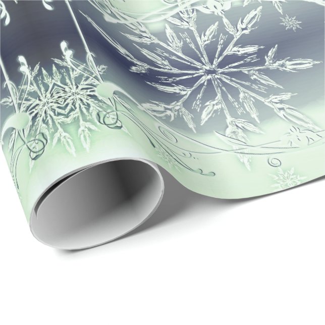 Mint green snowflake wrapping paper (Roll Corner)