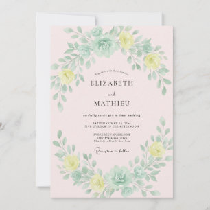 Mint Green Soft Blossom Wedding Invitation