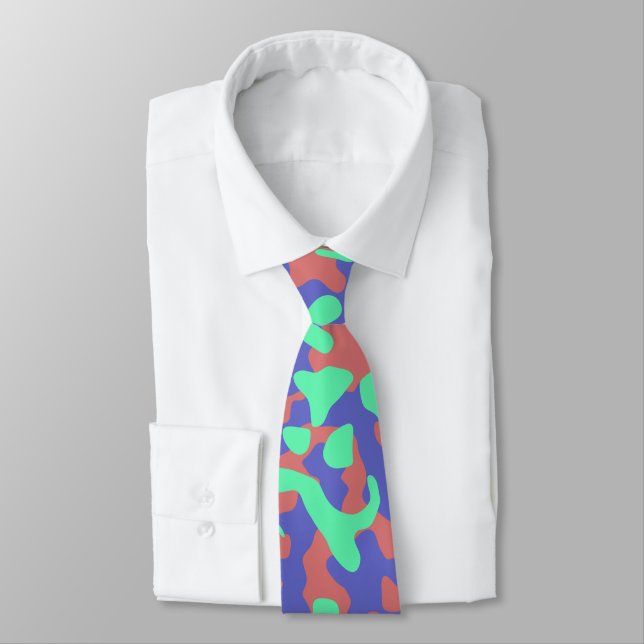 Mint Green, Soft Blue, and Light Pink Camouflage Tie (Tied)