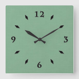 Mint green solid textured  square wall clock