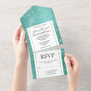 Mint Green Sparkle All In One Invitation