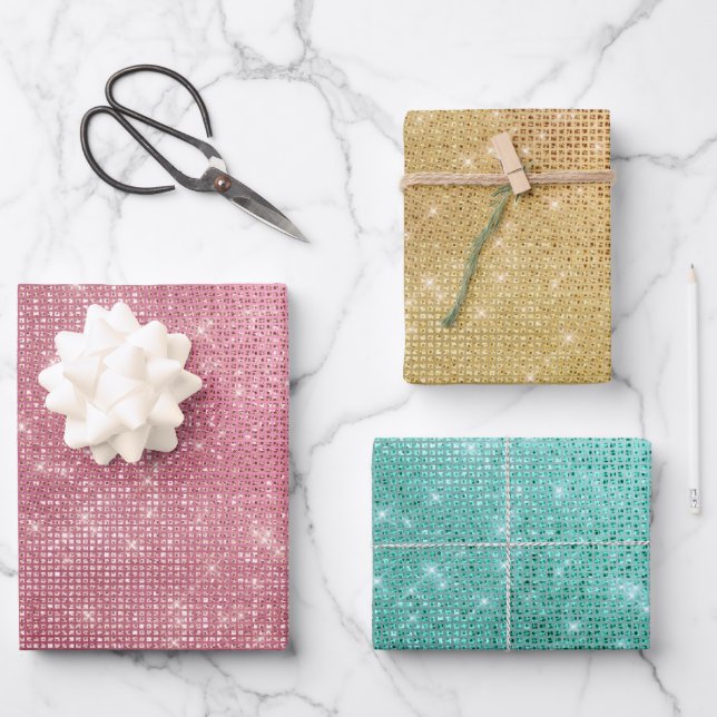 Mint Green Sparkle Wrapping Paper Sheet (Front)