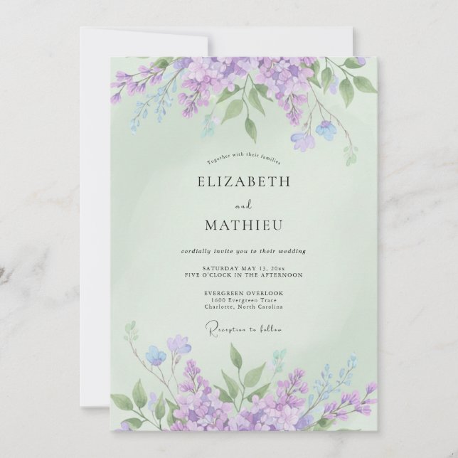 Mint Green Splendid Spring Wedding Invitation (Front)