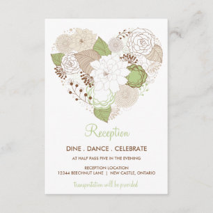 Mint Green Spring Heart Flowers Reception Card