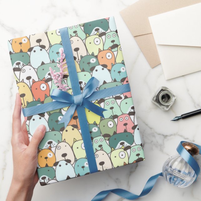 Mint & Green Stacked Dogs Wrapping Paper (Gifting)