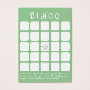 Mint Green Star Fish 5x5 Bridal Shower Bingo Card