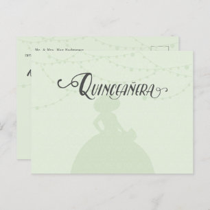 Mint Green & Steel Charro Silhouette Quinceanera Invitation Postcard