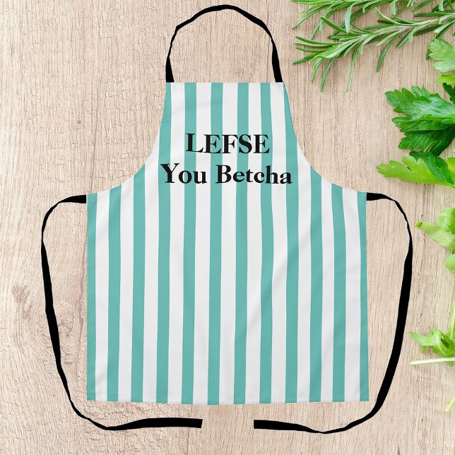 Mint Green Striped Lefse All-Over Print Apron (Creator Uploaded)