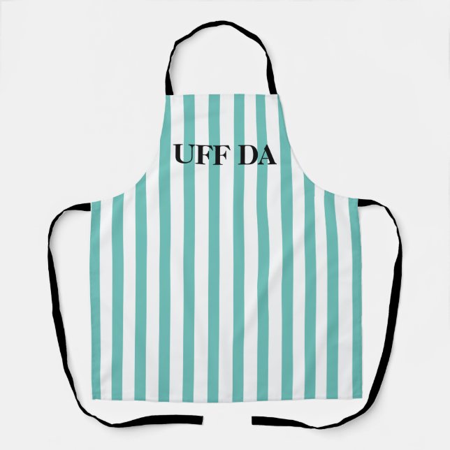 Mint Green Striped Uff Da All-Over Print Apron (Front)