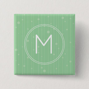 Mint green stripes and dots, custom monogram 15 cm square badge