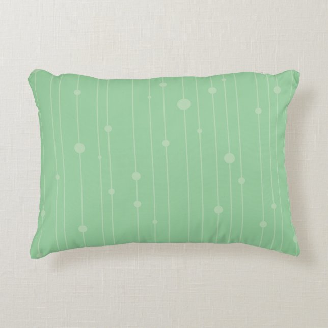 Mint green stripes and dots modern eco design decorative cushion (Front)