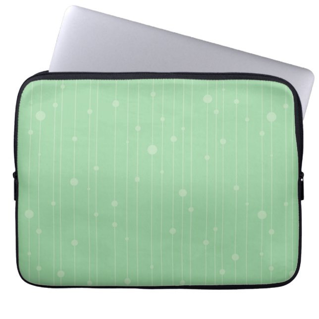 Mint green stripes and dots modern eco design laptop sleeve (Front)