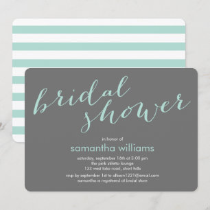 Mint Green Stripes Bridal Shower Invitation