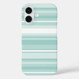 Mint green stripes iPhone 16 case