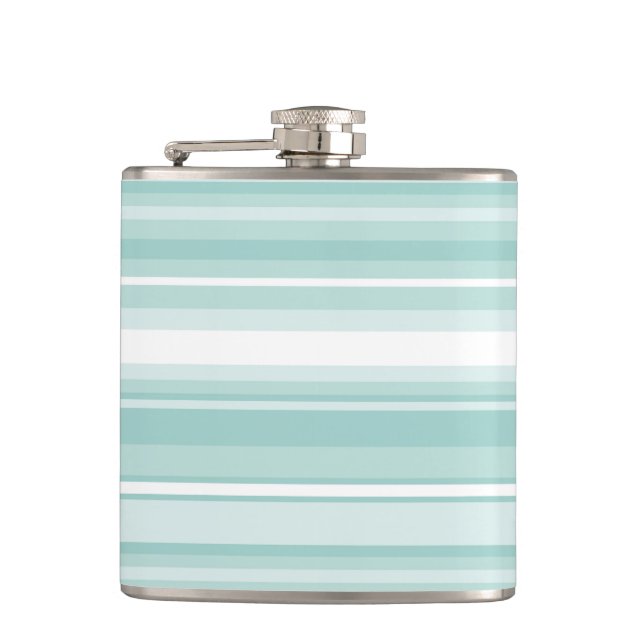 Mint green stripes hip flask (Front)