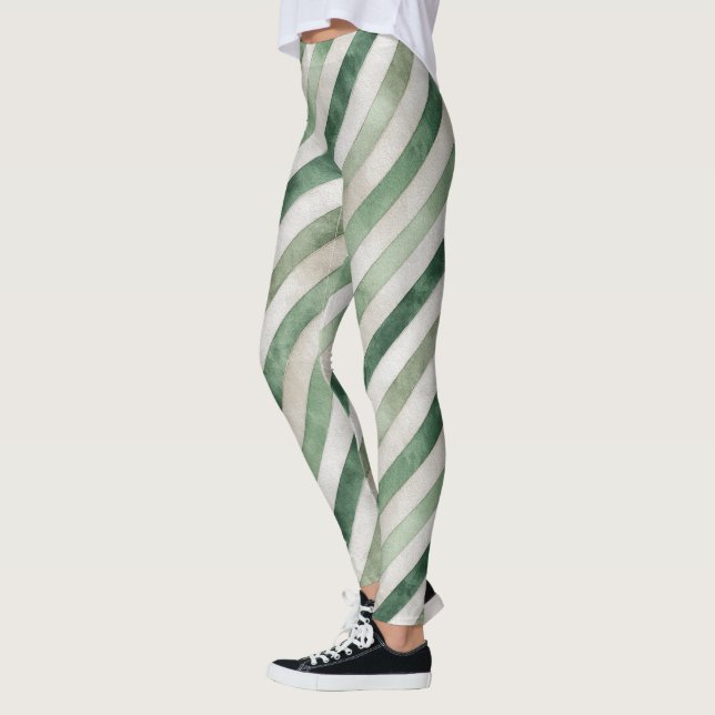 Mint Green Stripes Leggings (Left)
