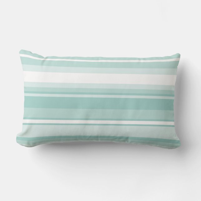 Mint green stripes lumbar cushion (Front)
