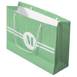 Mint green stripes monogram letter pastel minimal large gift bag