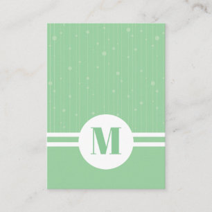Mint green stripes monogram pastel minimal business card
