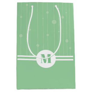 Mint green stripes monogram pastel minimal medium gift bag