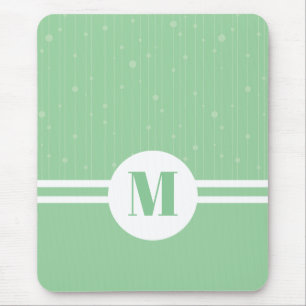 Mint green stripes monogram pastel minimal mouse pad