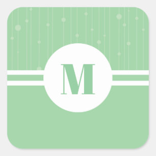 Mint green stripes monogram pastel minimal square sticker