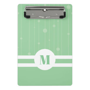 Mint green stripes monogram pastel modern mini clipboard