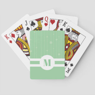 Mint green stripes monogram pastel modern playing cards