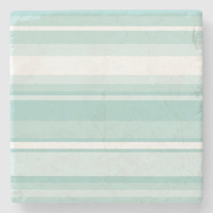 Mint green stripes stone coaster