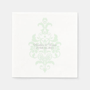 Mint Green Subtle Damask Paper Napkins