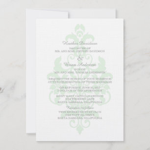 Mint Green Subtle Damask Wedding Invite