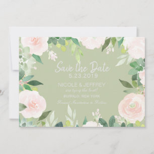 Mint Green Succulent Flower Wedding Save the Date