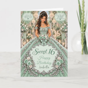 Mint Green Sweet 16 Celebration Card