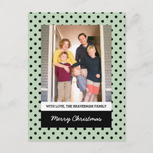Mint Green Sweet Polka Dot Holiday Photo Postcard