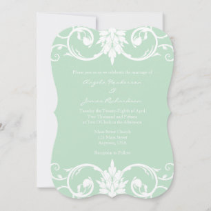 Mint Green Swirl Bracket Wedding Invitation