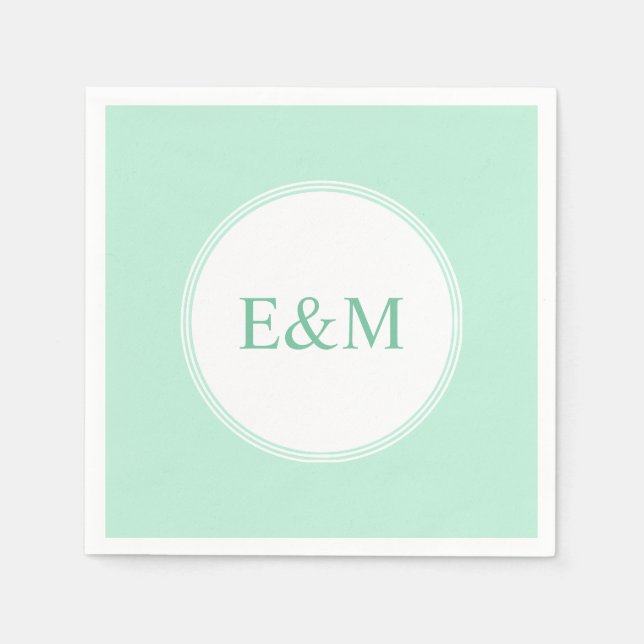 Mint Green Template Modern Elegant Monogram Napkin (Front)