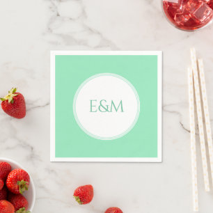 Mint Green Template Monogram Modern Elegant Napkin