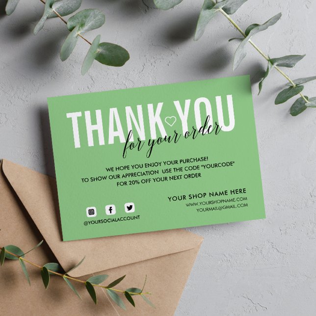 MINT GREEN THANK YOU FOR YOUR ORDER SOCIAL ENCLOSURE CARD (Creator Uploaded)