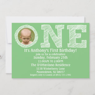 Mint Green The Big One First Birthday Party Invitation