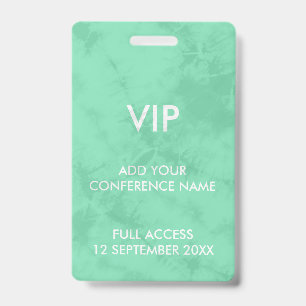 Mint Green Tie Dye VIP Festival Identity ID Badge