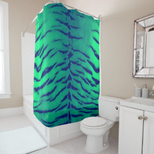 Mint Green Tiger Skin Print Shower Curtain