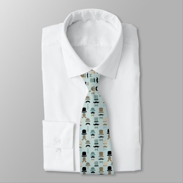 Mint Green Tiled Hats Designer Tie (Tied)