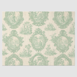 Mint Green Toile Vintage Couples and Garden Scene Tissue Paper
