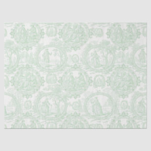 Mint Green Toile Vintage Couples & Garden Scene 2 Tissue Paper