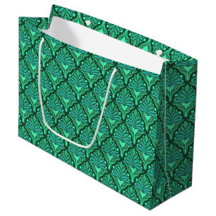 Mint-green tones Art Nouveau geometric pattern Large Gift Bag