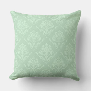 Mint Green Tones Floral Damasks Cushion