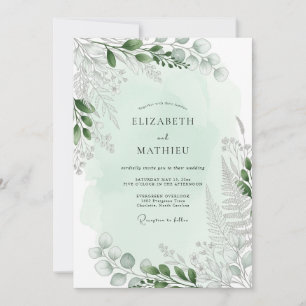 Mint Green Tranquil Fern Wedding Invitation