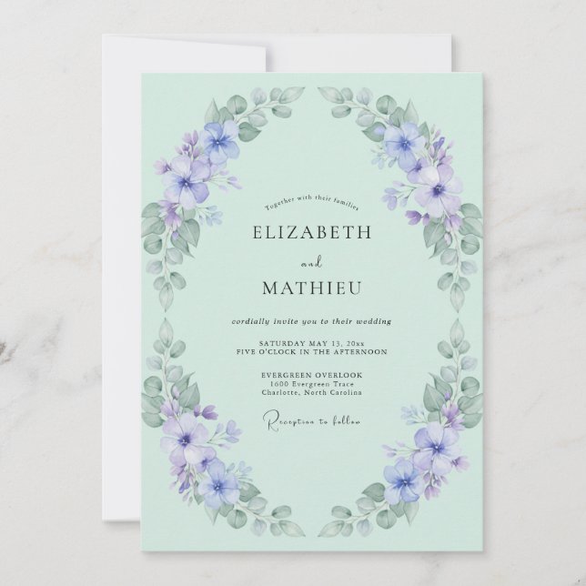 Mint Green Tranquil Meadow Wedding Invitation (Front)